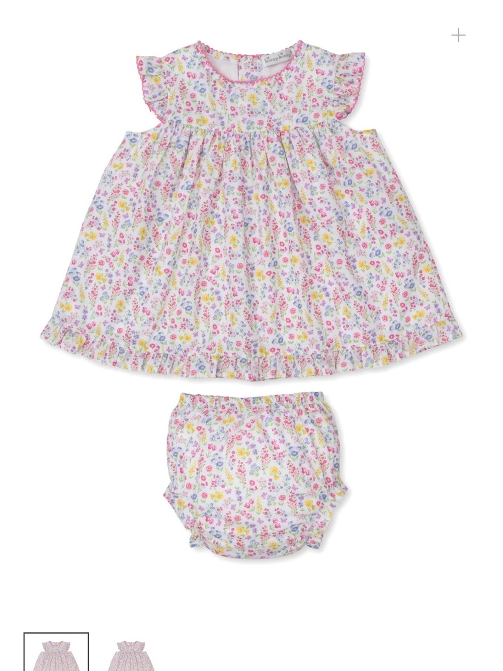 Kissy Kissy Floral Dress & Diaper Cover - Pink, Yellow, Blue